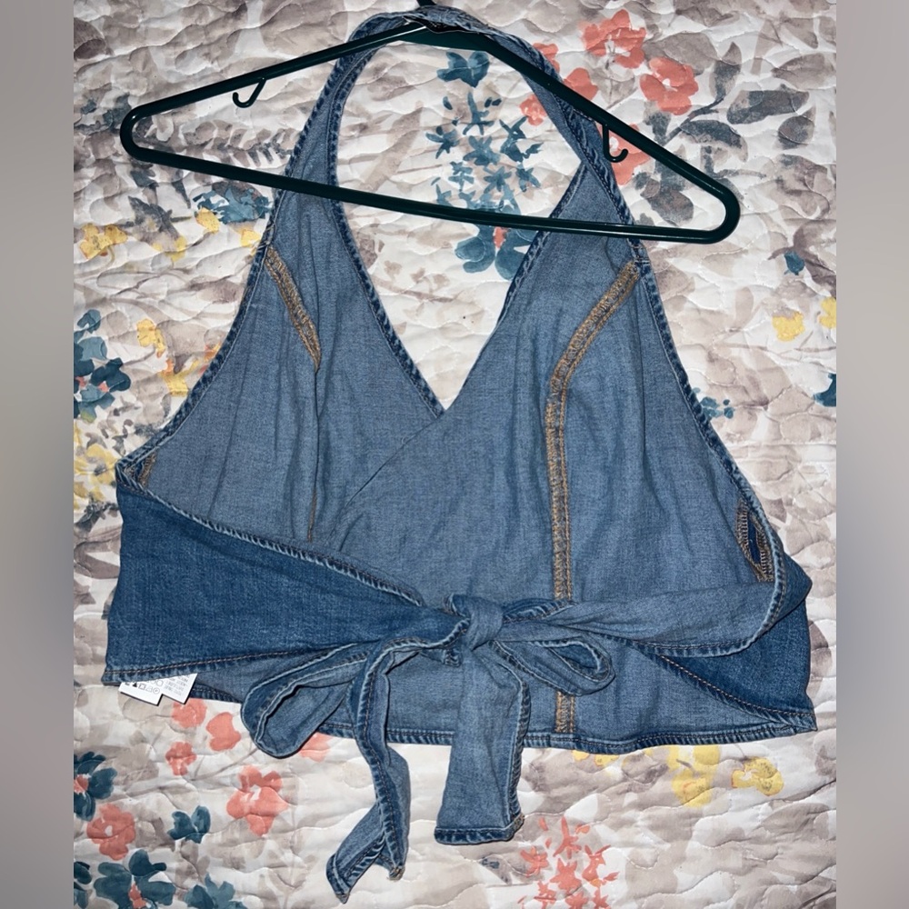 ZARA| DENIM WRAP HALTER - Picture 5 of 7